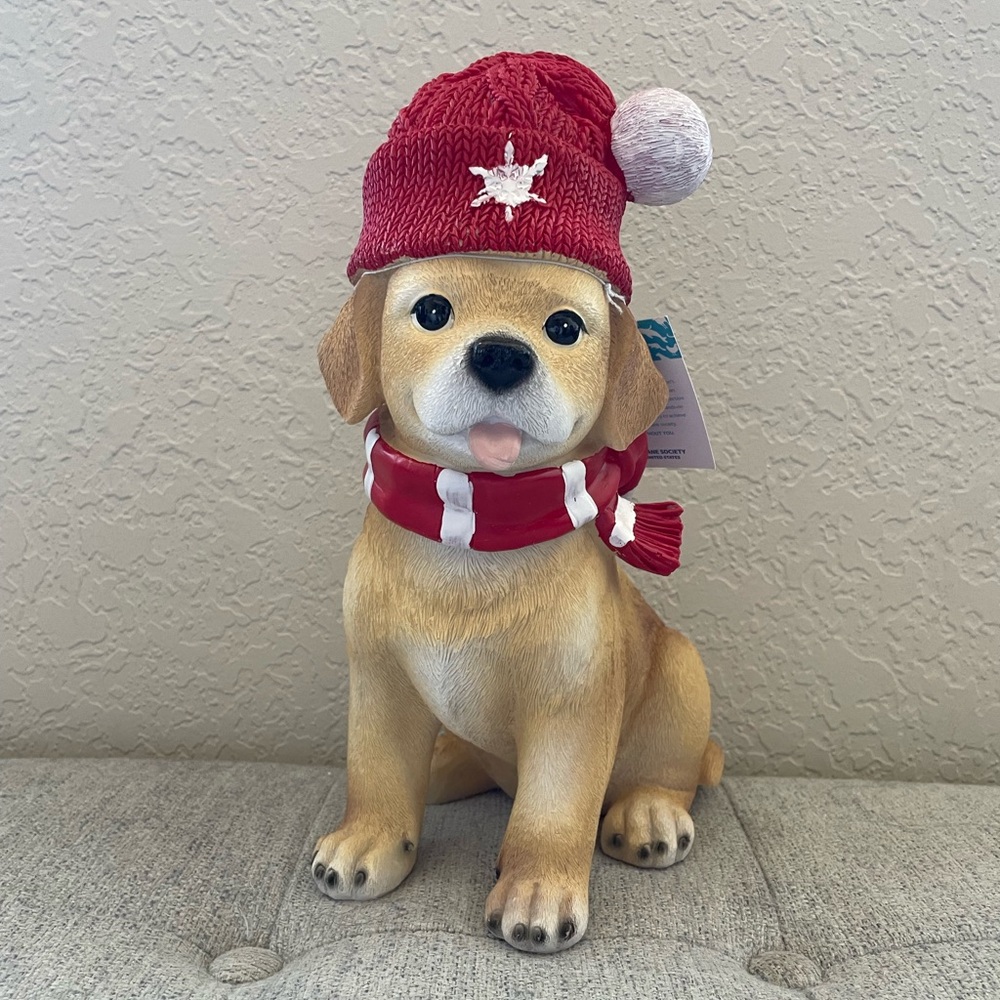 Winter Golden Retriever Figurine with Snowflake Hat and Scarf The Humane Society